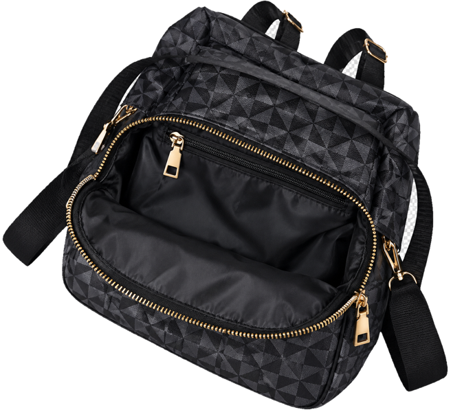 Women's Geometric Print PU Leather Backpack with Multiple Compartments and Adjustable Straps