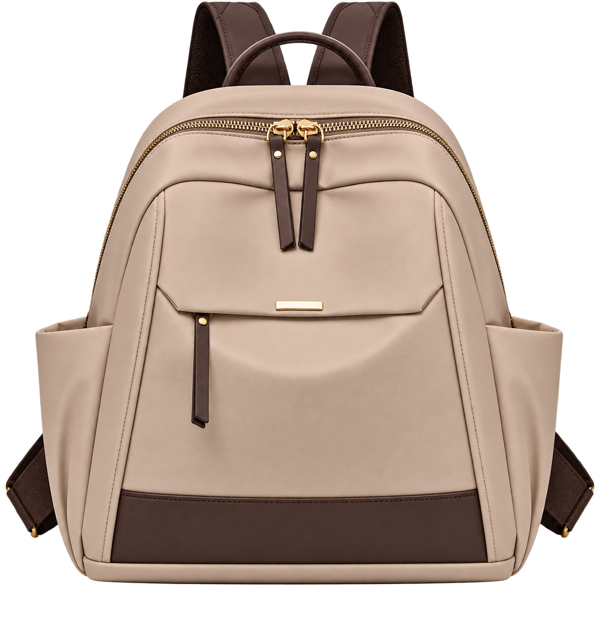 Women’s Color Block Nylon Backpack – Large Capacity Multi-Pocket Travel and Everyday Daypack