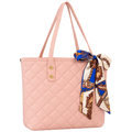 Women’s Quilted PU Shoulder Tote Bag with Scarf