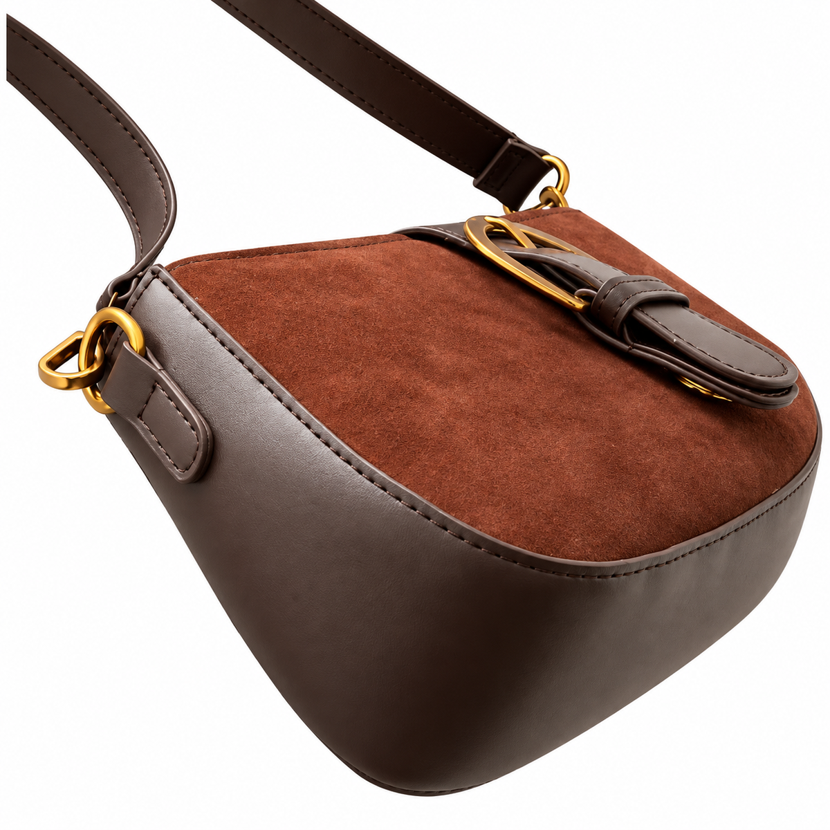 Women’s Faux Suede Crossbody Shoulder Bag with Zipper Closure, Small Square Handbag