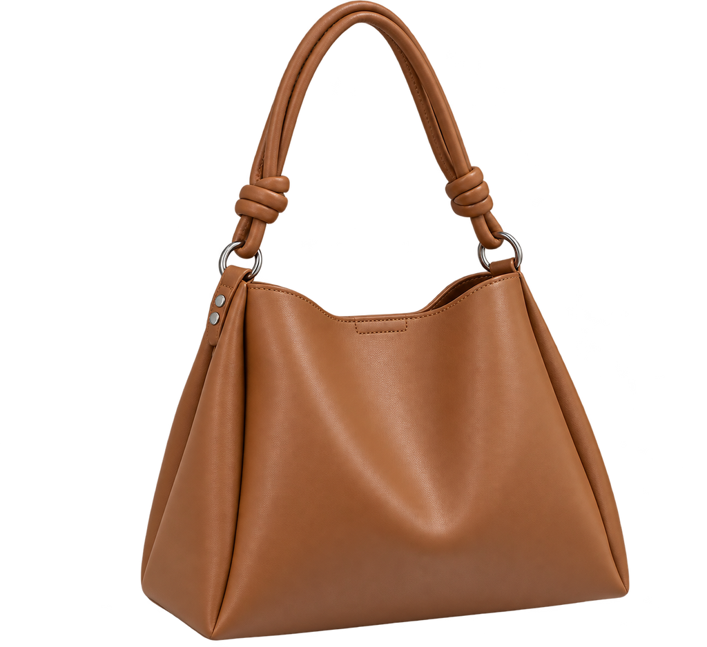 Women’s Brown Leather Shoulder Tote Bag, Large Capacity Handbag