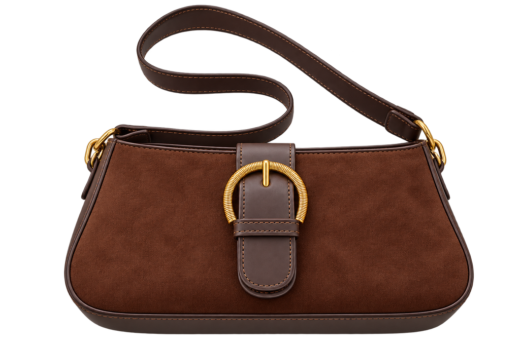 Women’s Faux Suede Crossbody Shoulder Bag with Zipper Closure, Small Square Handbag