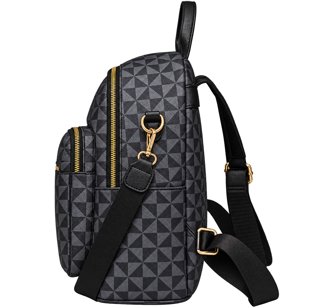 Women's Geometric Print PU Leather Backpack with Multiple Compartments and Adjustable Straps