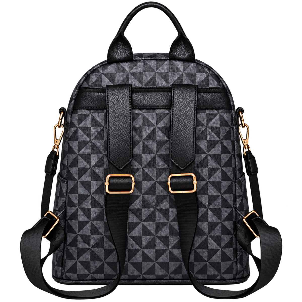 Women's Geometric Print PU Leather Backpack with Multiple Compartments and Adjustable Straps